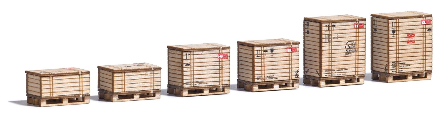 BUSCH 1811 H0 Paletten mit Holzkisten 